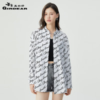 哥弟真的好2024夏季时尚翻领廓形字母logo潮流衬衫上衣女A301531 黑白字母 L (4码)