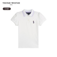 Teenie Weenie Kids小熊童装24夏季女童学院风泡泡袖POLO衫 象牙白 160cm