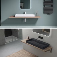 doporro 德国doporro 人造石无缝一体台上盆小户型挂墙洗脸盆卫生间洗手盆