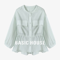 Basic House/百家好C女减龄长袖肌理感收腰衬衫B0624B5P962 薄荷绿 S90-110斤
