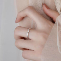 TMOWO 通体925纯银简约线条女戒指小众设计几何指环
