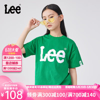 Lee 儿童短袖T恤2024夏季新款休闲百搭童装立体印花男女童上衣打底衫 绿色