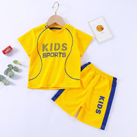 贝婴初 儿童短袖球服套装男女童运动服速干T恤短裤中大童宝宝童装黄色KIDS80