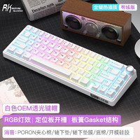 ROYAL KLUDGE RK R65客制化機械鍵盤 Hifi鍵盤gasket結構全鍵熱插拔 白色(青軸)熱插拔(有線單模) RGB