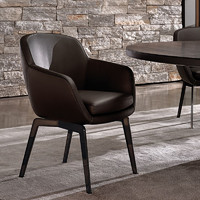 JNLEZI 意式极简布艺餐椅Belt意大利设计师款高端家用轻奢真皮餐厅靠背椅