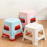 HOUYA 塑料矮凳子兩個裝方凳高凳加厚耐磨家用餐椅浴室凳可疊加