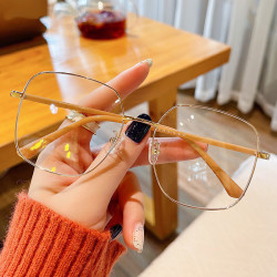 erilles网红金属大框显瘦近视眼镜架161防蓝光镜片