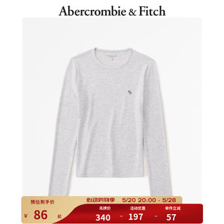 Abercrombie & Fitch 女装 美式复古内搭上衣短款圆领辣妹修身正肩长袖T恤331529-1 浅灰色 S (165/92A)