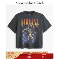 Abercrombie & Fitch 男装女装装 美式风复古潮流宽松短款T恤 359055-1 黑色织纹 M (180/100A)