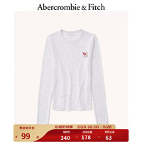 Abercrombie & Fitch 女装 美式通勤内搭上衣圆领正肩长袖T恤330653-1 浅灰色 XS (160/84A)