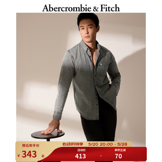 Abercrombie & Fitch 男装 24春夏美式复古休闲外套小麋鹿牛仔布衬衫356812-1 浅灰色 XL (180/116A)