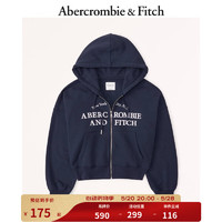 Abercrombie & Fitch 女装 美式休闲百搭外套刺绣Logo运动拉链帽衫卫衣 328860-1 海军蓝 XXS (160/80A)