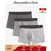 Abercrombie & Fitch 男装套装 3条装logo弹力柔软四角内裤337917-1 灰色 L
