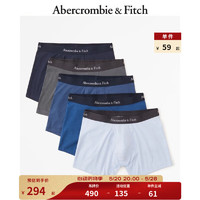 Abercrombie & Fitch 男装套装 5条装美式复古撞色logo柔软舒适四角内裤 331501-1 蓝色和深灰色多色 M