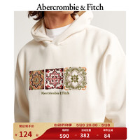 Abercrombie & Fitch 男装女装装 24春美式风复古宽松连帽卫衣356741-1 米白色 XXL (185/124A)