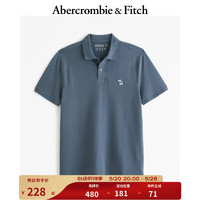 Abercrombie & Fitch 男装 24春夏新款美式商务通勤小麋鹿短袖polo衫 338747-1 蓝色 M (180/100A)