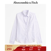 Abercrombie & Fitch 女装 小麋鹿白领气质通勤纯色百搭美式复古长袖衬衫 KI140-4115 浅紫色 S (165/92A)