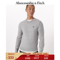 Abercrombie & Fitch 男装 美式小麋鹿保暖毛衣圆领柔软羊绒针织衫 321960-1 浅麻灰色 XXL (185/124A)