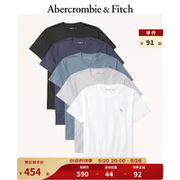 Abercrombie & Fitch 男装女装套装 5件装美式日常运动纯色圆领短袖T恤 329612-1 蓝色组合装 M (180/100A)