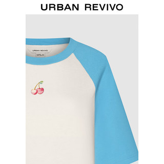 URBAN REVIVO 女装时尚休闲趣味水果印花撞色T恤UWL440170 本白 XL