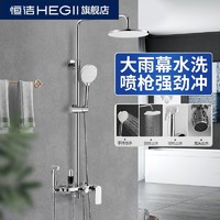 HEGII 恒洁 卫浴淋浴花洒套装家用卫生间置物平台除垢增压升降喷枪通用型