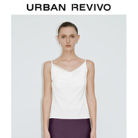 URBAN REVIVO 女士蕾丝花边短款V领吊带衫 UWG240122 本白 XS