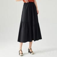 全棉法式田园半身裙女2024夏季不规则拼接气质显瘦中长裙