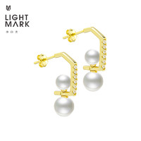 Light Mark 小白光 幾何珍珠耳釘925銀個性設計感耳飾女節日禮物 珍珠10mm