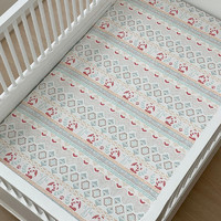 YAZAN 雅贊 兒童純棉紗布軟席嬰兒床單軟席床上用品 熊貓派紅78*130cm