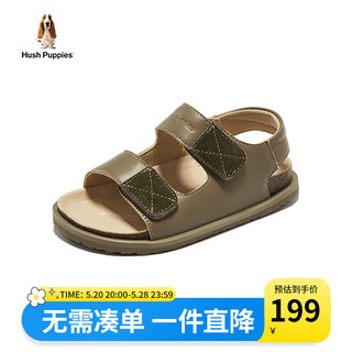 暇步士（Hush Puppies）童鞋男童凉鞋儿童凉鞋透气户外软底中大童厚底休闲沙滩鞋子 卡其色 26码 适合脚长16.5cm