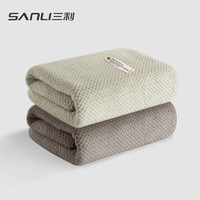 SANLI 三利 A类菠萝格毛巾2条柔软强吸水不掉毛洗脸面巾 35×75cm 灰色+绿色