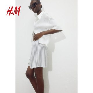 H&M2024夏季女装松紧腰短裤1229304 黑色 160/72