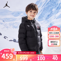 NIKE 耐克 Air Jordan 耐克童装男女童羽绒服2022秋冬男女童保暖加绒内里上衣 正黑色 150(M)