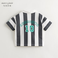 马克珍妮 marc & janie【冰感快干】男女童竖条纹运动短袖polo衫夏装新款240623