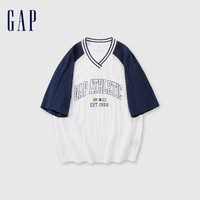 Gap 盖璞 女士肌理感logo撞色插肩T恤 465685 白色 S