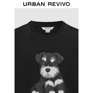 URBAN REVIVO 宠物系列 男士趣味休闲萌宠短袖T恤 UMV440078 正黑 L