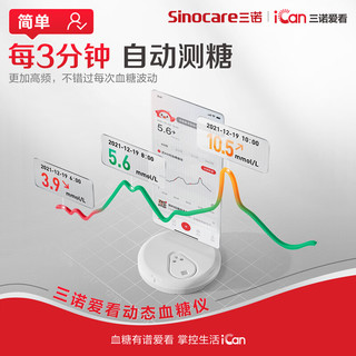 三诺爱看动态血糖仪免扎针免采血家用免校准15天持续血糖监测仪免扫描iCGM-S3 8盒装