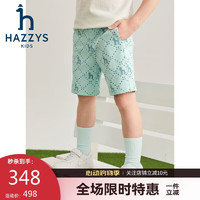 哈吉斯（HAZZYS）男童短裤2024夏季舒适宽松简约休闲针织五分裤 浅青柠 145 