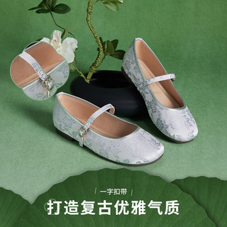 热风平底单鞋中式国风2024年春季女士时尚休闲鞋 03米色 38