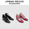 URBAN REVIVO秋季女士甜酷复古玛丽珍粗跟单鞋UAWS32213