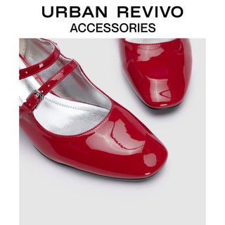 URBAN REVIVO秋季女士甜酷复古玛丽珍粗跟单鞋UAWS32213