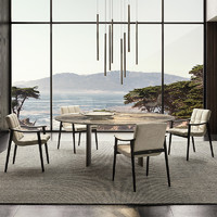JNLEZI 意式极简布艺餐椅Fynn Dining真皮洽谈椅设计师家用轻奢椅