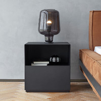 JNLEZI 现代极简黑色床头柜设计师款侘寂风意式轻奢卧室金属储物柜
