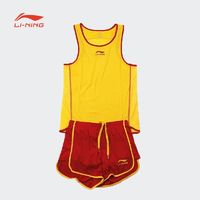 LI-NING 李寧 男運動套裝跑步健身足球速干校園比賽運動T恤背心短褲套裝