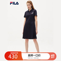 FILA 斐乐 女子连衣裙2021年夏季新款基础裙子休闲时尚优雅运动裙 传奇蓝-NV 175/92A/XL