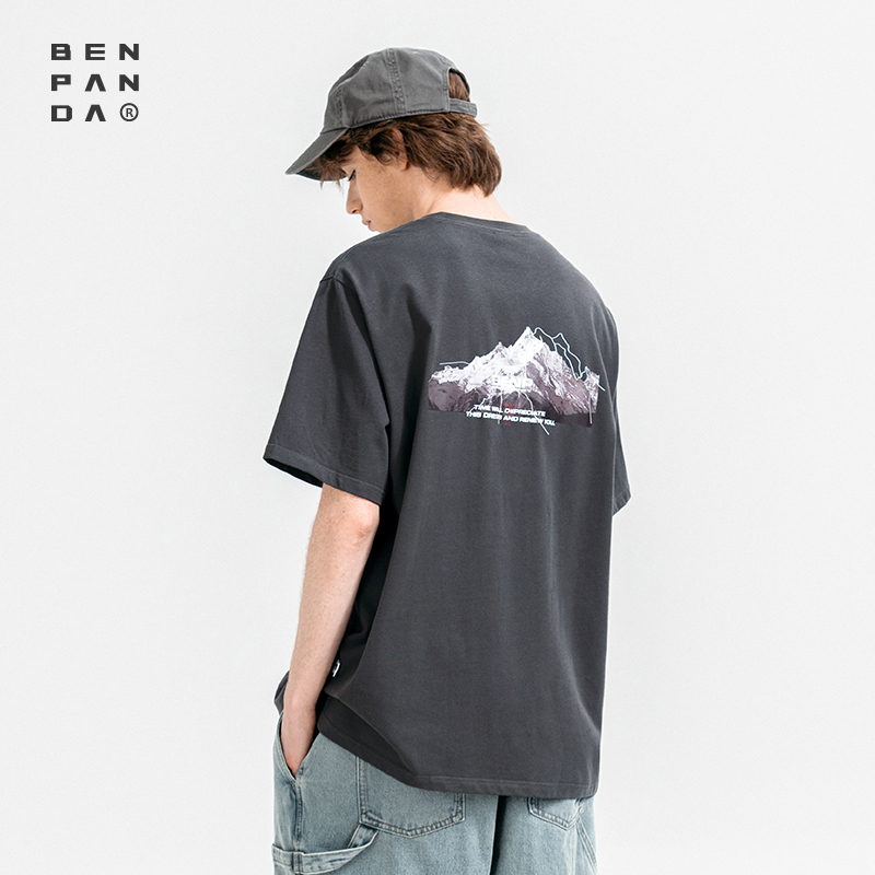 BENPANDA “山峰系列”夏季softknit抗菌凉感T恤男潮短袖圆领日系