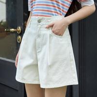 INMAN 茵曼 阔腿显瘦短裤女夏季宽松通勤高腰纯棉休闲A字裤子