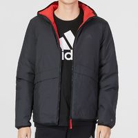 adidas 阿迪達斯 棉服保暖外套男冬季新款紅色戶外兩面穿夾克HY7219