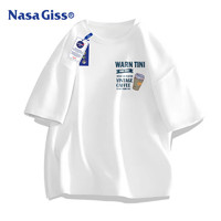 NASA GISS 官方潮牌联名T恤男潮流简约青少年纯棉休闲风短袖上衣 白色 M