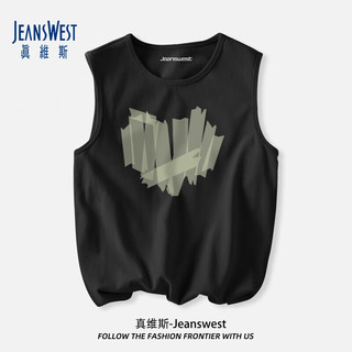 JEANSWEST 真维斯 背心男纯棉夏季潮牌ins运动男士体恤宽松大码美式无袖坎肩